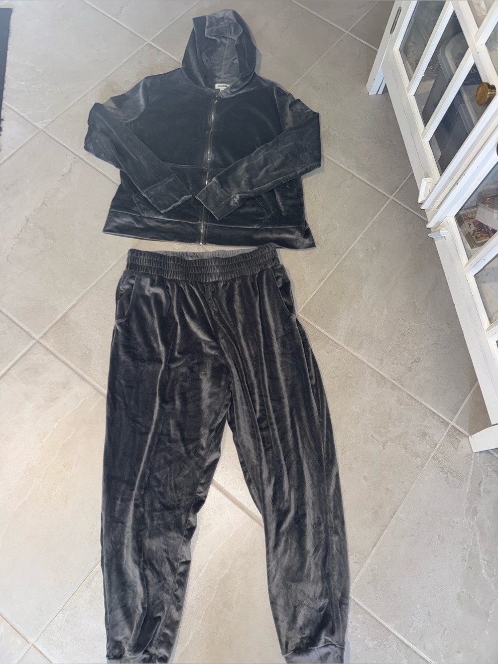 Express Black Velvet Zip Hoodie & Joggers Set